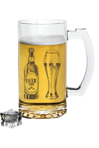 Özcan Tasarım Beer Bottle Printed Beer Glass - Beer Bottle Glass