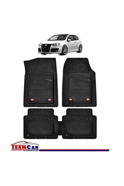 TEAMCAR Πατάκια αυτοκινήτου Volkswagen Golf 5 μαύρου τύπου Tray, σετ εμπρός-πίσω