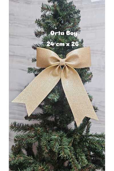 asöy Yılbaşı Eva Fiyonk Kurdele 24x26 Cm Parlak Simli Yılbaşı Temalı Kapı Süs...