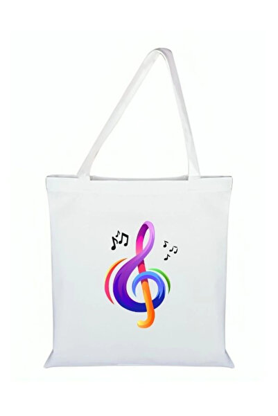 Özcan Tasarım Платнена чанта с музикален принт - чанта за бележки