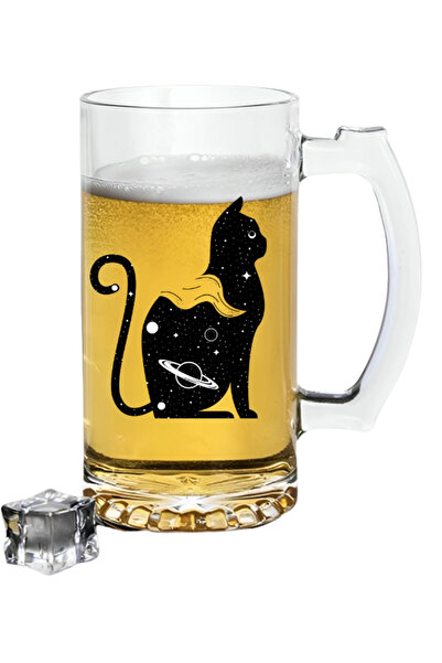 Özcan Tasarım Kedi Baskılı Bira Bardağı - Bira Bardak