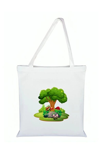 Özcan Tasarım Nature Printed Tote Bag - Natural Bag