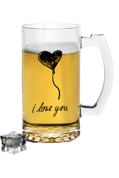Özcan Tasarım كأس البيرة المطبوعة أنا أحبك - كأس البيرة