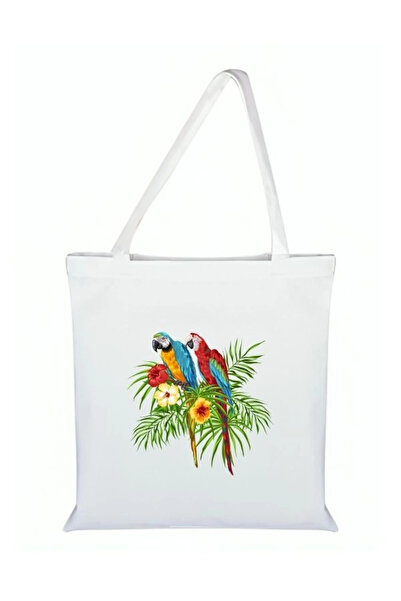 Özcan Tasarım Geantă din pânză imprimată Papagal - Geantă Papagal