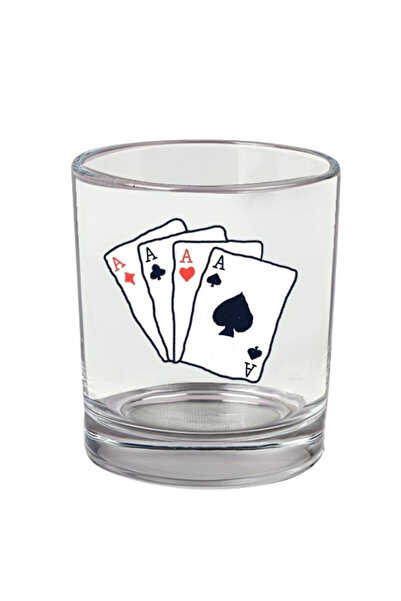 Özcan Tasarım كأس ويسكي مطبوع عليه أوراق اللعب - كوب أوراق اللعب