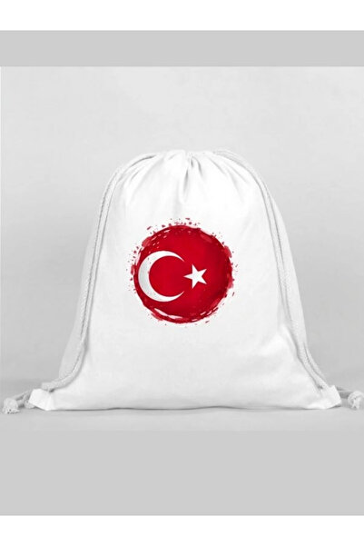 Özcan Tasarım Turkish Flag Printed Backpack - Drawstring Sports Bag