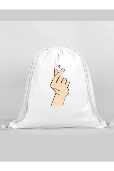 Özcan Tasarım Small Heart Printed Backpack - Drawstring Sports Bag