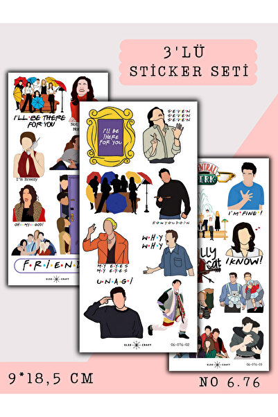 Else Craft 3'lü Friends Dizi Temalı Sticker 6.76 - Ajanda Planlayıcı Bullet J...