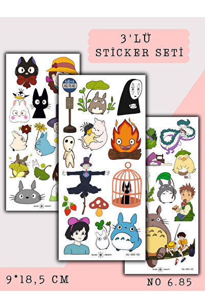 3'lü Studio Ghibli Temalı Sticker 6.85 - Ajanda Planlayıcı Bullet Journal İçin Uygundur
