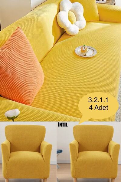 intil Lycra Sofa Cover - 3 2 1 1 Sofa Cover Set (4 Pcs)