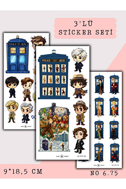 Else Craft 3'lü Doctor Who Temalı Sticker 6.675 - Ajanda Planlayıcı Bullet Jo...