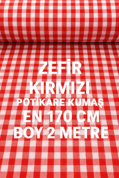 senmasy Ekose Desen Kirmizi Pamuklu Çok Amaçlı Zefir Kumaş Pötikare Kumaş/170...