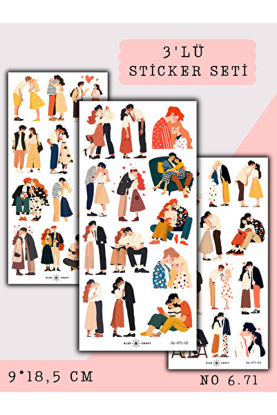 Else Craft 3'lü Sevgili Couple Temalı Sticker 6.71 - Ajanda Planlayıcı Bullet...
