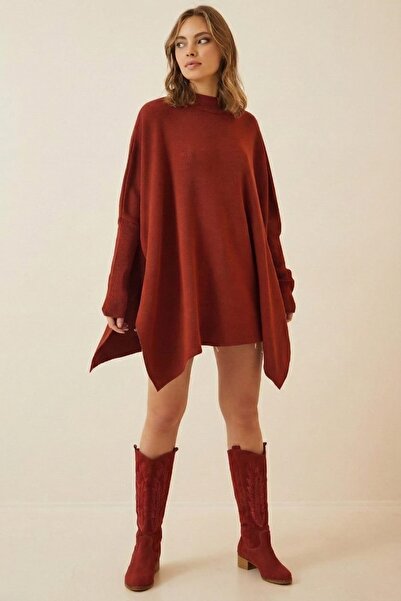 onno style women معطف بانشو قياسي من التريكو المسطح