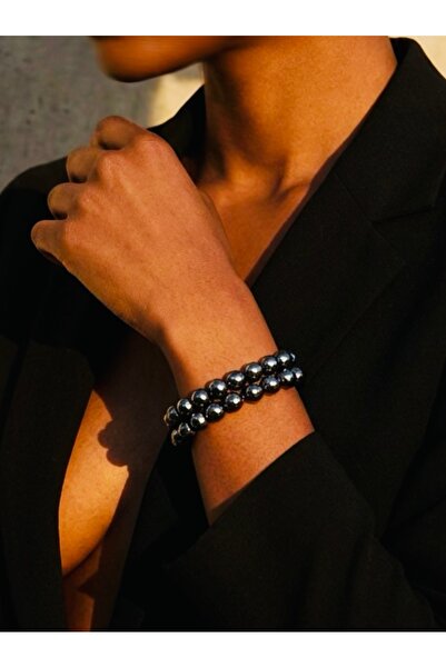 COCOSH TAKI سوار متعدد من الخرز باللون الرمادي الدخاني اللامع