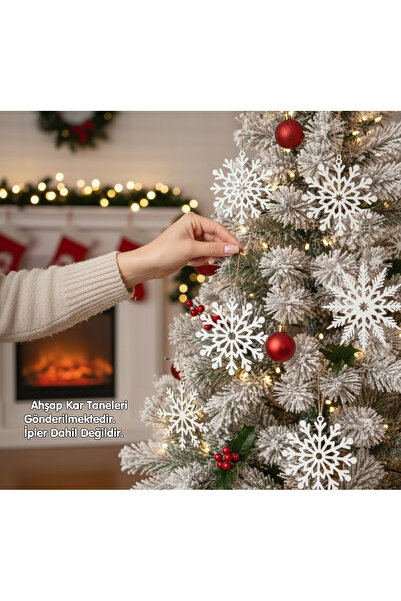 samsunlazer 15 Adet | 3mm Ahşap Kar Tanesi Yılbaşı Ağacı Süsü Seti | Doğal MDF