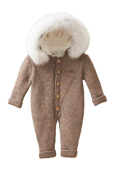 Babymio Yürütmeli Kürklü Triko Tulum 7045