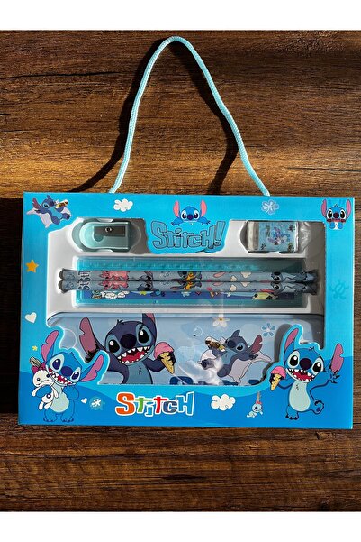 gülümse gel Kırtasiye Okul Seti Stich Kalemlik Kalem Silgi Kalemtıraş Cetvel ...