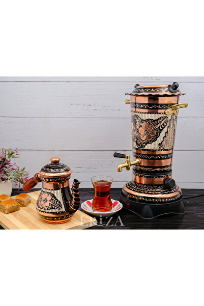 ERİZA 2.9 Litre 220V Elektrikli İşlemeli Bakır Semaver