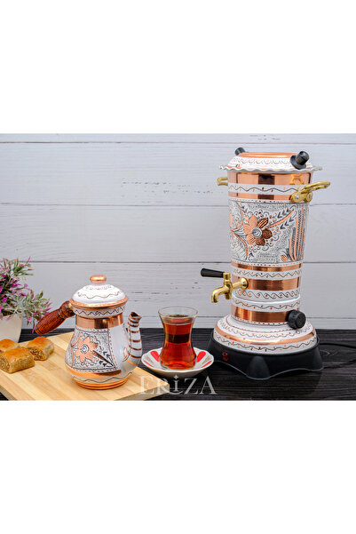 ERİZA 2.9 Litre 220V Elektrikli İşlemeli Bakır Semaver