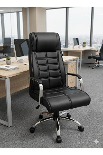TRENDCORE Makam Koltuğu, Yönetici Koltuğu, Ofis Koltuğu, Müdür Koltuğu, Bel Destekli Krom Ayaklı