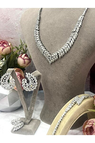 ZİRKONTAŞ Zirkon Taşlı Çelik Silver Model Set (Set1)