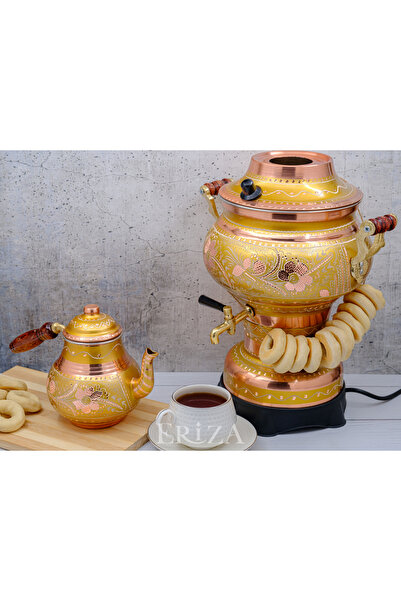 ERİZA 5.2 Litre 220V Elektrikli İşlemeli Bakır Semaver