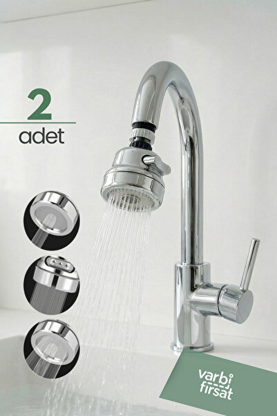 Varbifırsat 2 Adet Su Tasarruflu 360° Oynar 3 Kademeli Musluk Başlığı Aparatı