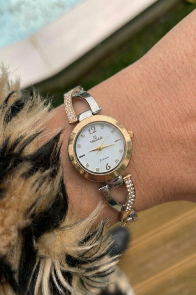 Vivaldi Kadın Rose Silver Yuvarlak Taş Detaylı Bilezik Kordon Çelik Kol Saati | 2 Yıl Garanti