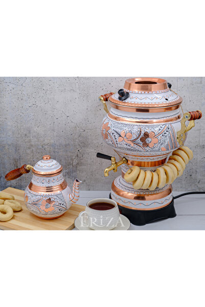 ERİZA 5.2 Litre 220V Elektrikli İşlemeli Bakır Semaver