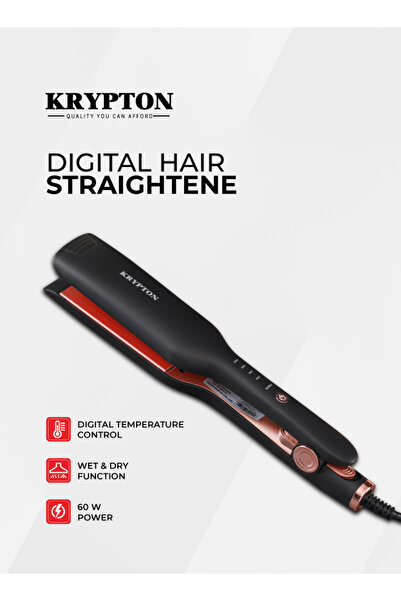 KRYPTON مكواة فرد الشعر السيراميكية مع سلك دوار 360 درجة، وظيفة رطب وجاف، درجة حرارة قابلة للتعديل