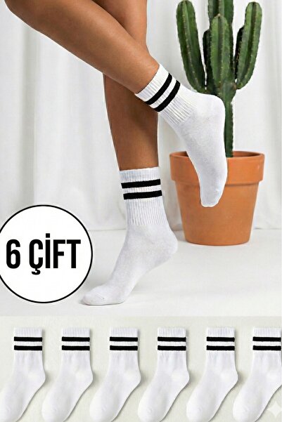 YASYAS 6 perechi de șosete unisex cu dungi pentru tenis și sport pentru colegiu