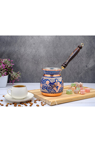 ERİZA وعاء قهوة نحاسي سميك مطرز يدويًا يتسع لـ 4-5 أشخاص