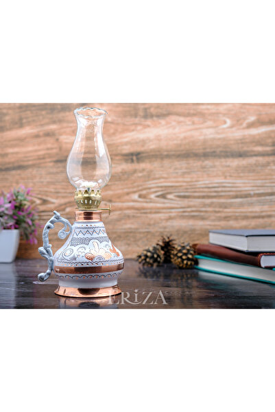 ERİZA 350 Ml Dekoratif Nostaljik Fitilli Bakır Kandil, İşlemeli Gaz Lambası