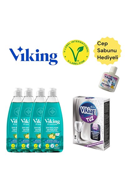 Viking Premium Bulaşık Deterjanı Fesleğen & Limon + 4 Adet + 1,5 Kg Bulaşık M...