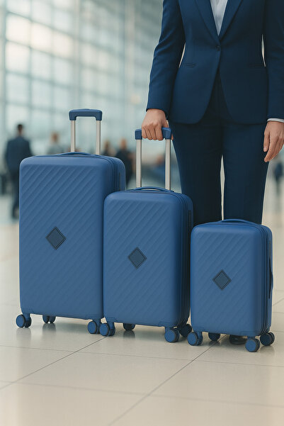 Elite 3-Piece Hard-Shell Luggage Set (20/24/28) – Lightweight Spinner Suitcase – Light Blue