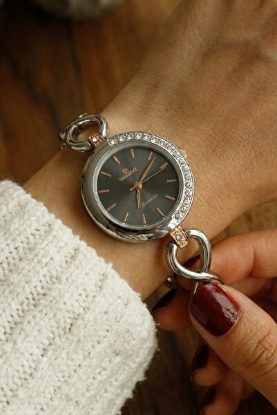 Vivaldi Kadın Siyah Kadran Zincir Bağlantılı Zarif Bilezik Kol Saati | Çelik Gövde & Işıltılı Detaylar