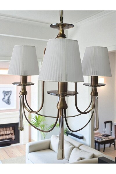 yıldırımavize 3 lü kontes eskitme şapkalı avize Bal kristalli (TAM MONTAJLI) ( Led ampuller hediye )