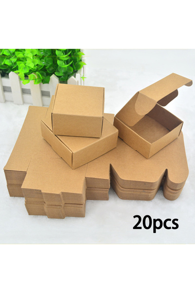 Choice علب كرتونية صغيرة من ورق كرافت، 5.5 × 5.5 × 2.5 سم، 20 قطعة (10/20 قطعة)، 2.16 × 2.16 × 0.98 بوصة - مناسبة للشركات الصغيرة