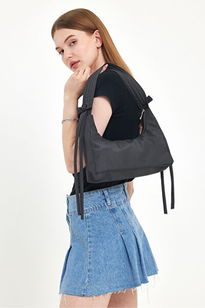 Fluffy Turkey Geantă de mână și de umăr Coquette Midi Bag cu detaliu de panglică, cu fundă (27*13)