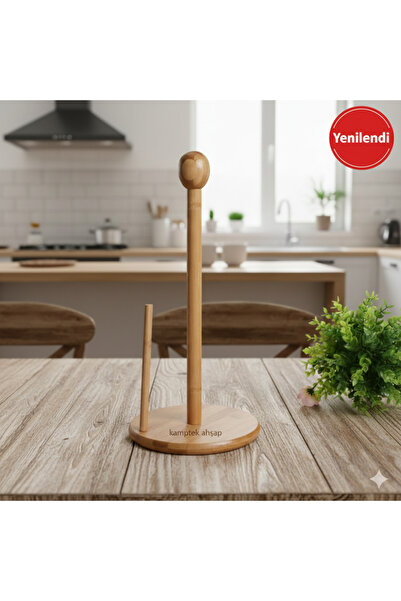 Genel Markalar Kamptek Ahşap Bambu Kare Silindir Havlu Kağıtlık Peçetelik Dik...