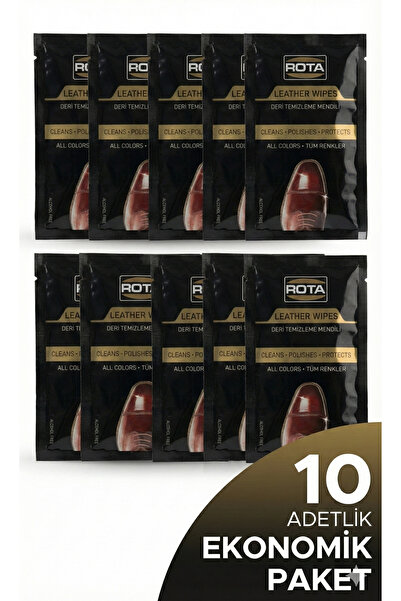 Rota 10'lu Pratik Deri Ayakkabı ve Çanta Temizleme Mendili - Çanta ve Cep Boy...