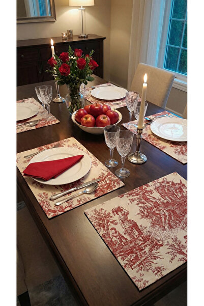 shopshop Fransız Köylüler 35x45 Cm Rustik Vintage Amerikan Servisi 6 Parça Sofra Sunum Seti