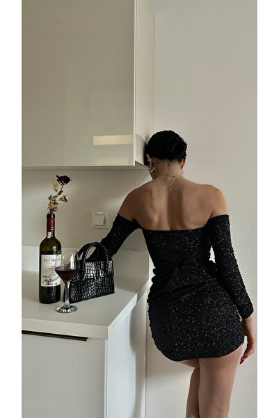 Rosy Live in style Glitter Fabric Strapless Dress with Bow Front