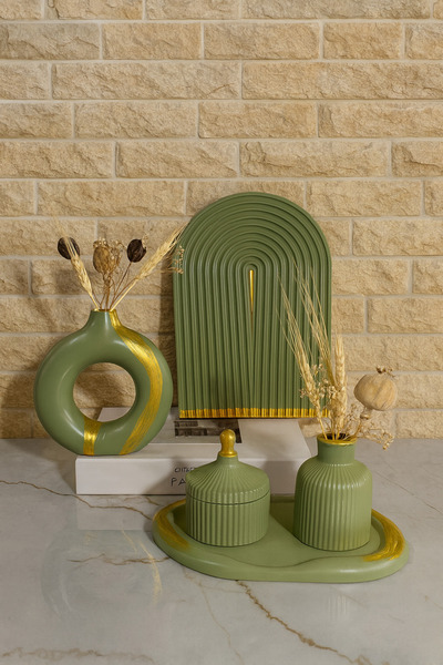 Zigzag Home Set de figurine decorative cu vază cu design special boem, 5 bucă...