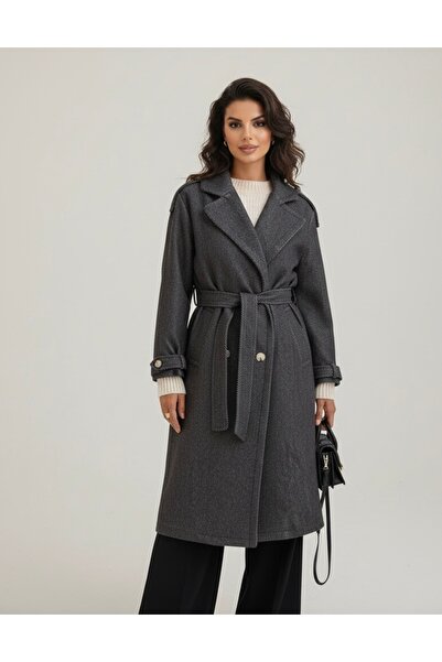 ahanora Women's epaulet waist belted lined stamp coat