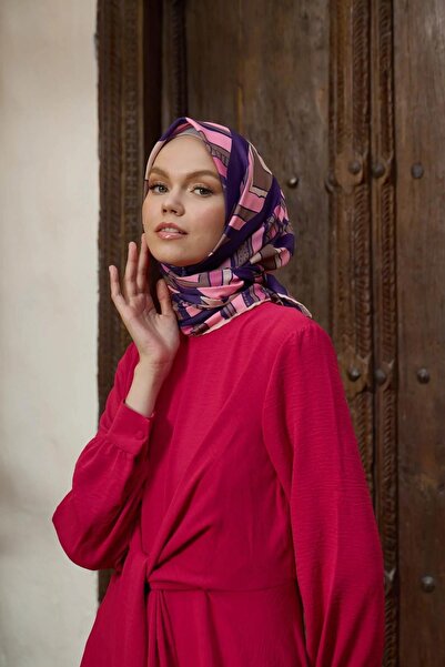 İpekhan Marrakech Koleksiyon Soft Eşarp Patlıcan Mor Pembe 1197-12
