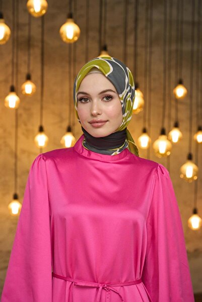 İpekhan Yaz Işıltısı Koleksiyonu Soft Eşarp Yağ Yeşili Kahve 1188-14