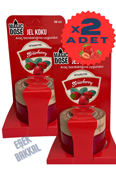 MAGIC DOSE 2Lİ ÇİLEK Ahşap Kapaklı Oto Jel Koku 50 Ml Araç Bardaklığına Uyuml...
