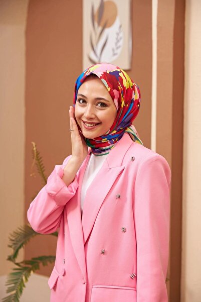 İpekhan ريلاكس وشاح ناعم بألوان قوس قزح أحمر 1154-09